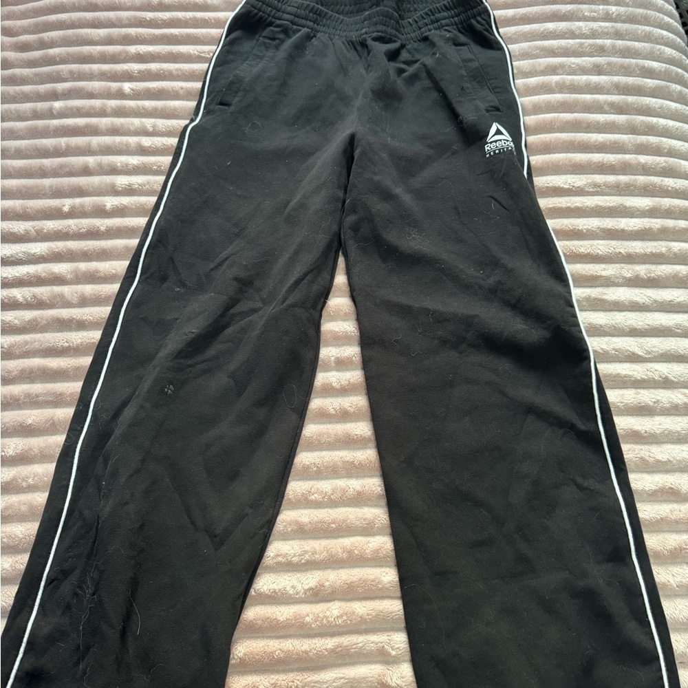 Reebok Black Joggers with White Piping